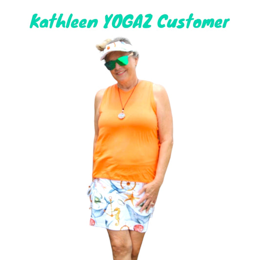 YOGAZ Nautical Skort Ocean Life Print with matching sun visor available Sizes Extra Extra Small to XXL - YOGAZ