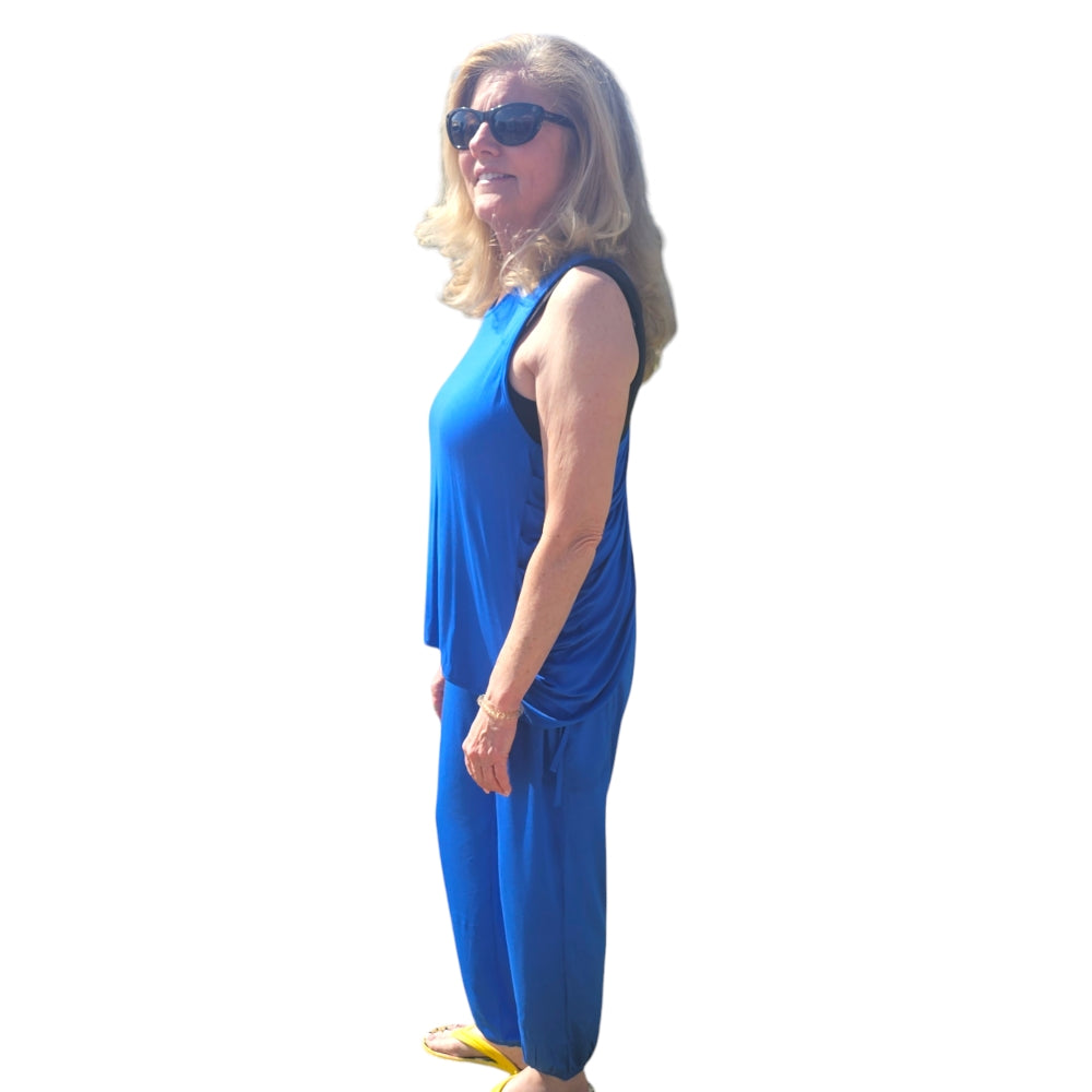 YOGAZ Eco-Friendly Bamboo BOW Tank Top in Royal Blue - YOGAZ