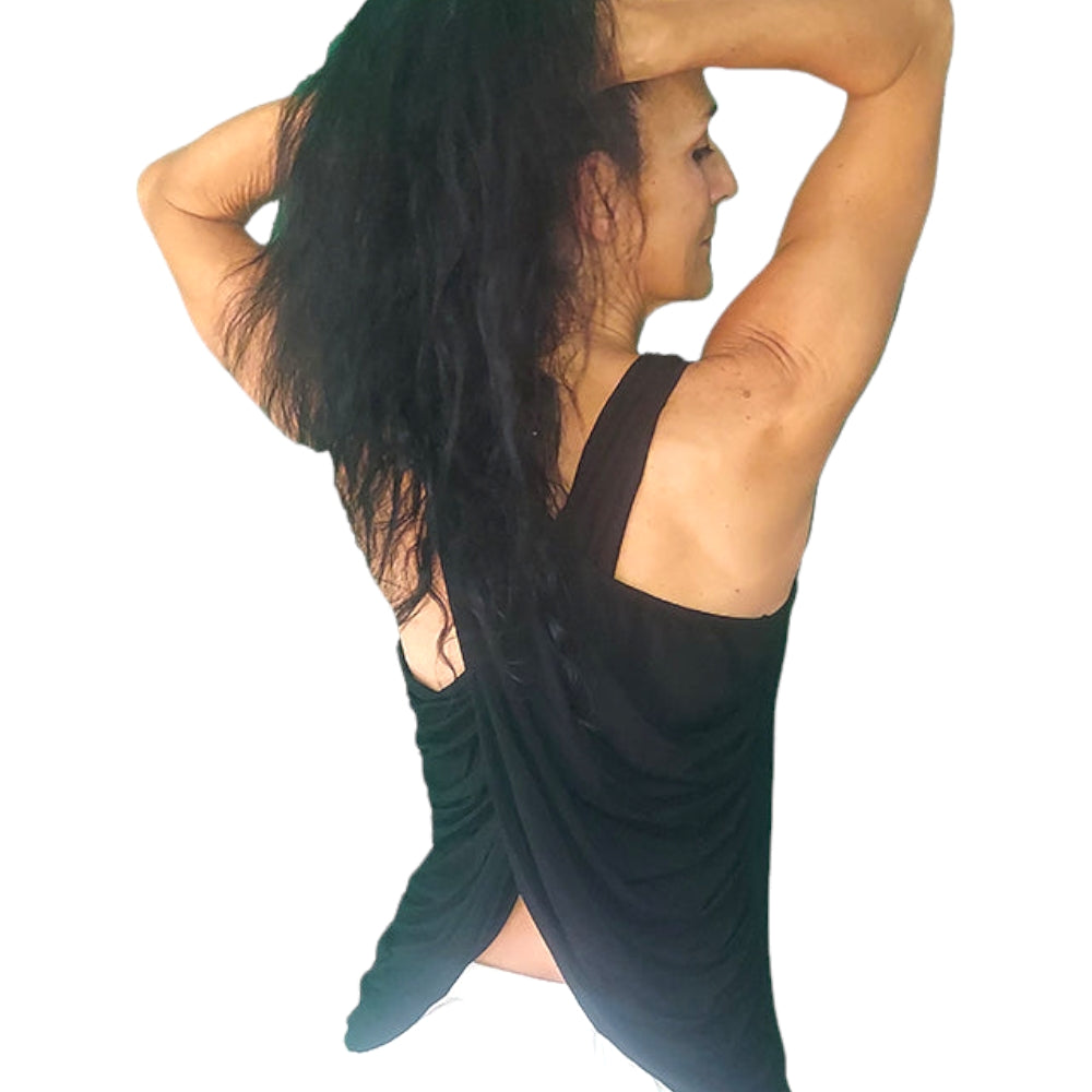 YOGAZ Eco-Friendly Black Bamboo BOW Tank Top in - YOGAZ