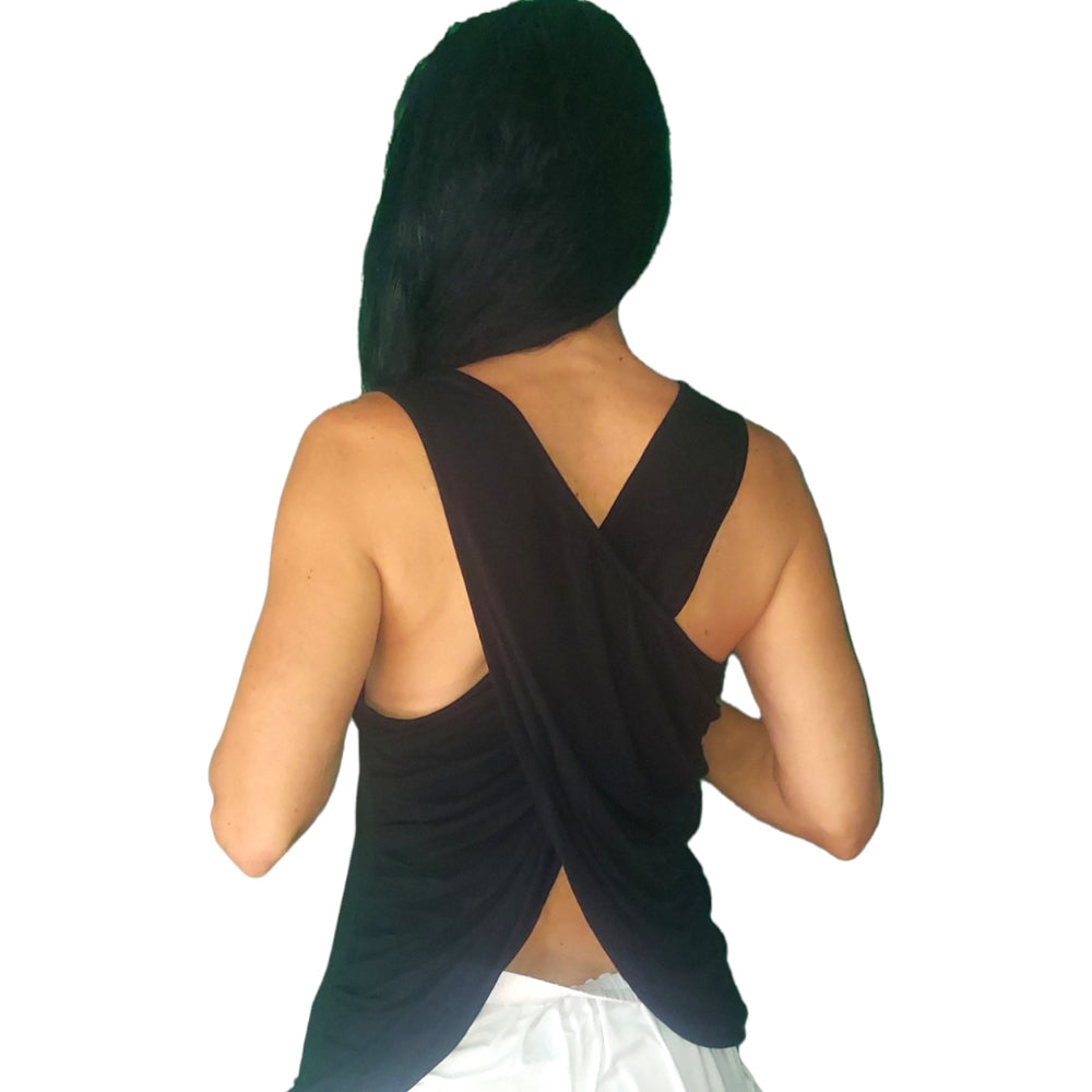 YOGAZ Eco-Friendly Black Bamboo BOW Tank Top in - YOGAZ