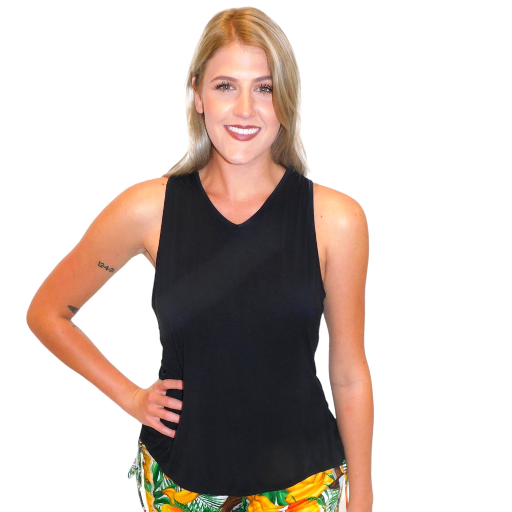 YOGAZ Eco-Friendly Black Bamboo BOW Tank Top in - YOGAZ