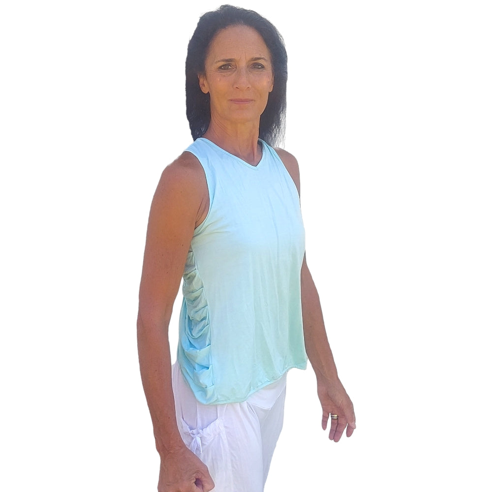 YOGAZ Eco-Friendly Bamboo Bow Cool Mint Green Dressy Tank Top - YOGAZ