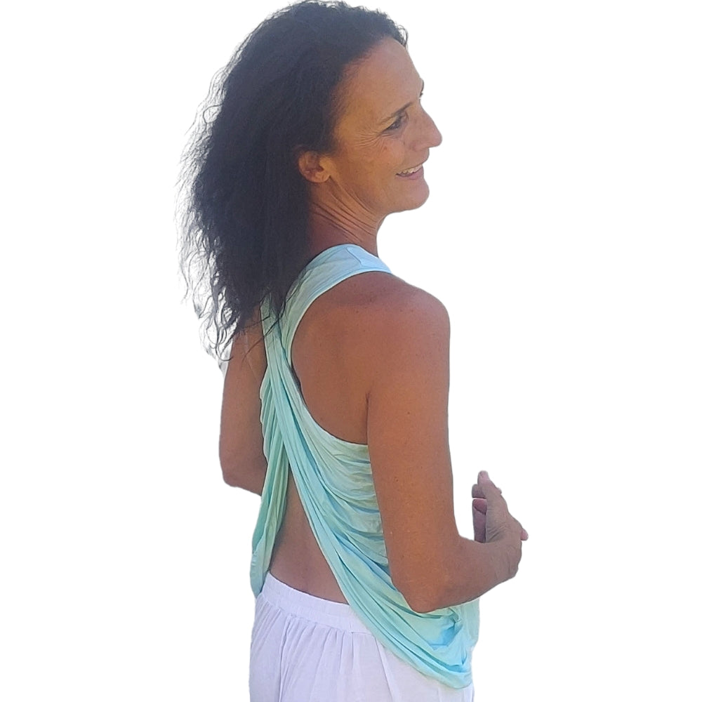 YOGAZ Eco-Friendly Bamboo Bow Cool Mint Green Dressy Tank Top - YOGAZ