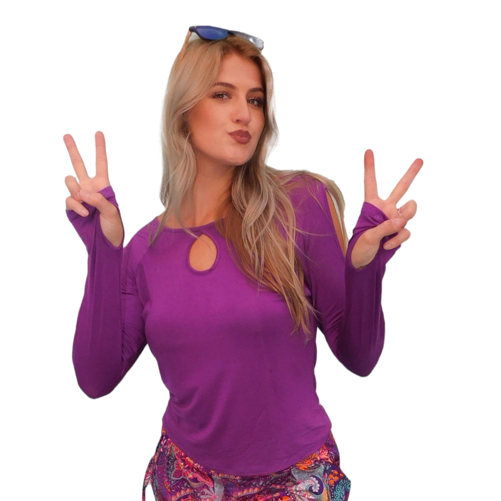 YOGAZ Eco-Friendly Bamboo Breathe Purple Long Sleeve Shirt - YOGAZ