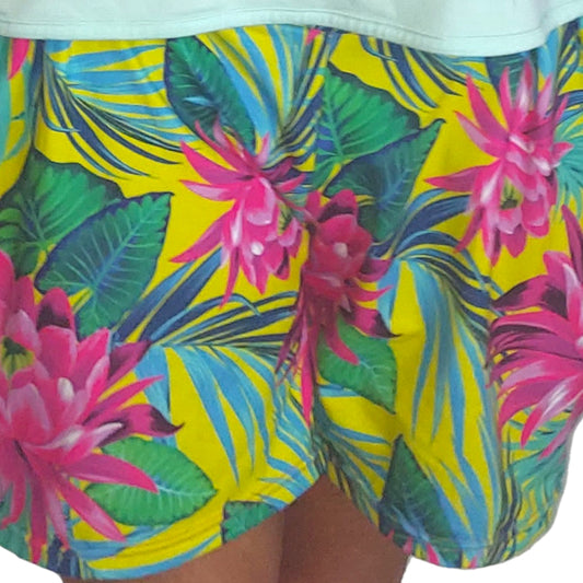 YOGAZ Lotus Flower Blossom Tropical & Colorful Fun Shorts - YOGAZ