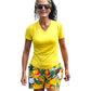 YOGAZ Bamboo UV Protectant V-Neck T-Shirts Yellow Sizes XXS to XXL - YOGAZ