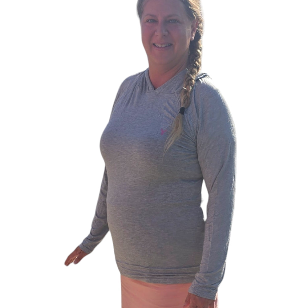 New Bamboo Hoodie - Grey - UV 50 Protection & Breathable - Sizes XS-3XL - YOGAZ