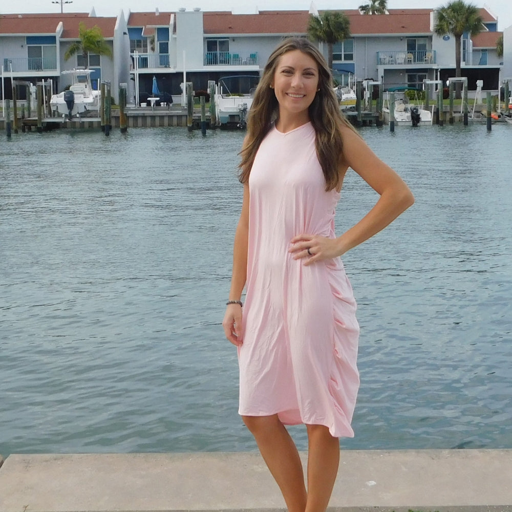 Yogaz New Eco Friendly Bamboo Pink Swimsuit Cover-Sun Dress is called "Wave". It's super cute, elegant and so comfortable. - YOGAZ