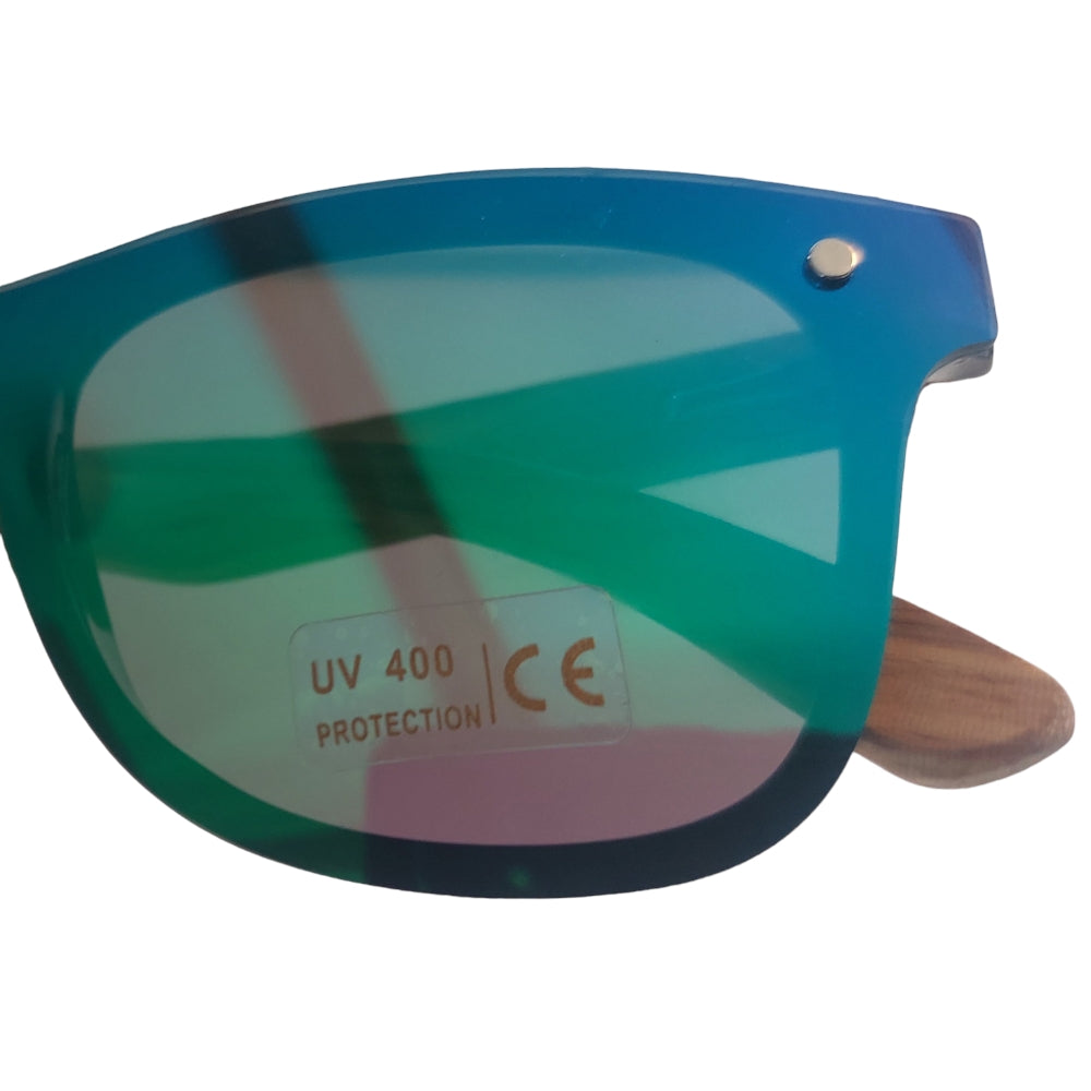 Handmade Bamboo Sunglasses - Durable Metal Hinge, Polarized Green Lenses - YOGAZ