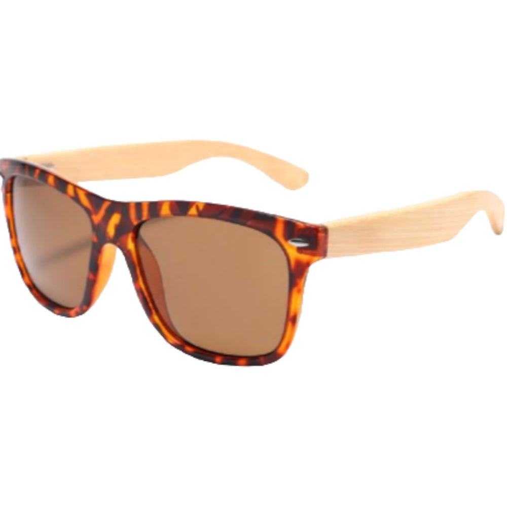 Real Bamboo Wood Polarized Sunglasses with Metal Arms - UV400 Cat 3 Lenses - YOGAZ