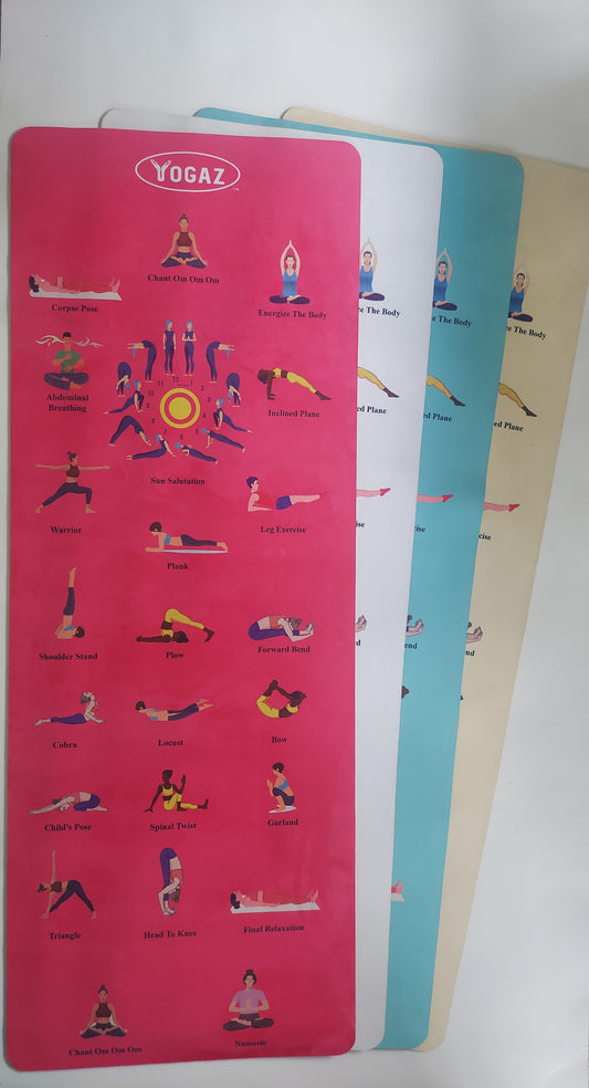 YOGAZ 3D Suede Self-Teaching Yoga Mat (Pink) - YOGAZ