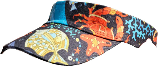 Octy Skort Sea Life Print Sun Visor Hat - Eye-Catching Design, Wide Brim Shade - YOGAZ